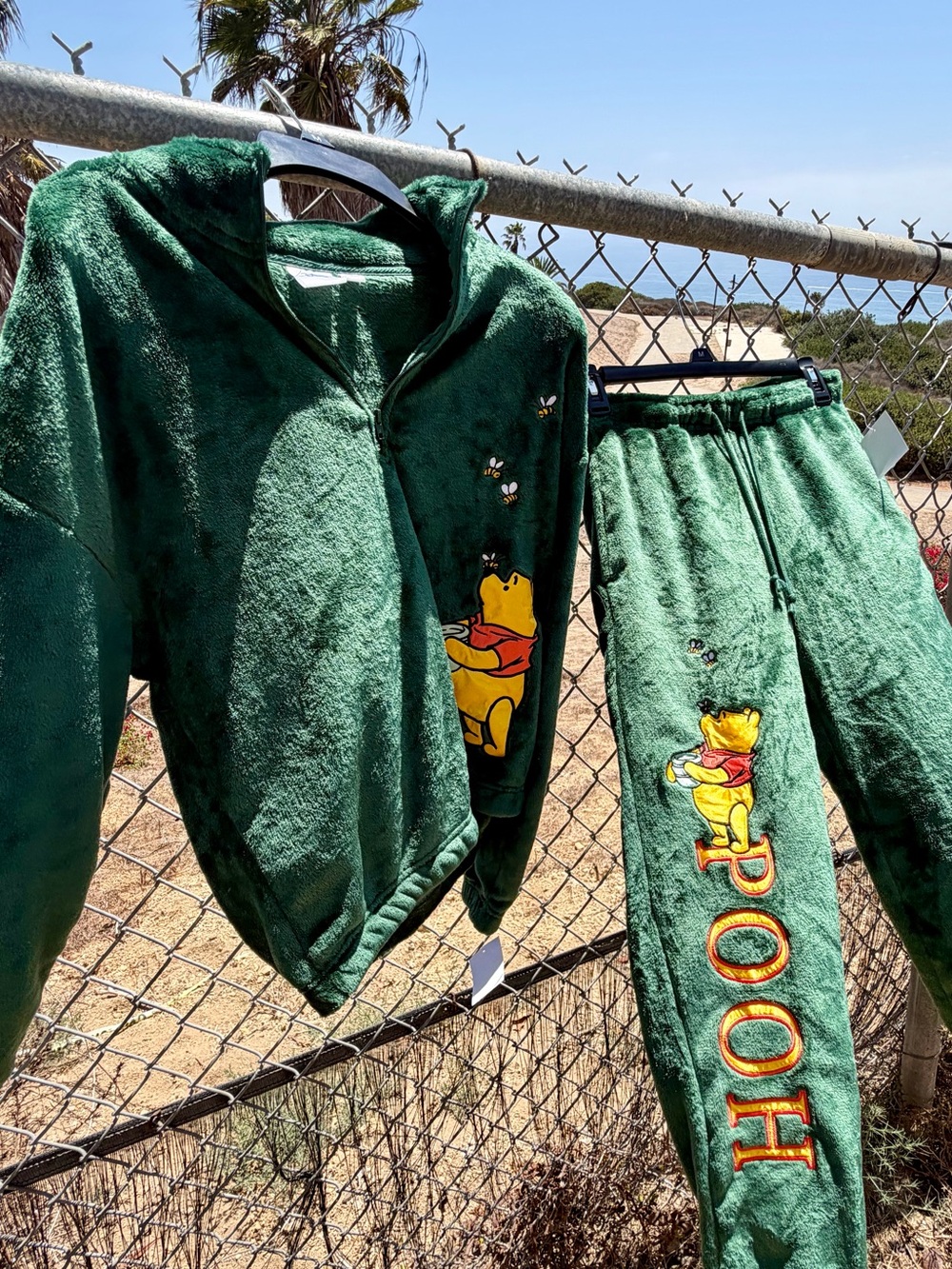 Disney Green Winnie the Pooh Plush Jogger and Hoodie Set